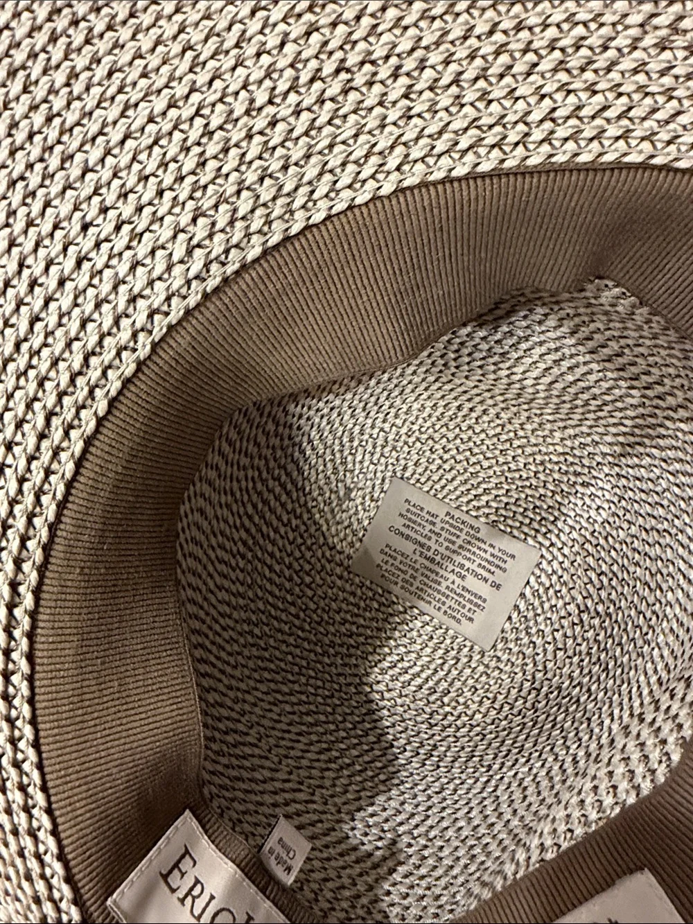 Eric Javits UPF + 50 Woven Wide-Brim Sun Hat — Taupe - Picture 10 of 10